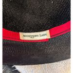 Vintage Accessory Lady Black Straw Hat Veil Feather Detail Wide Brim 13.5" Photo 5