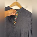 Johnny Was  Calme Linen Polo Mandarin Collar Liya Boho Floral Embroidered Dress Photo 4