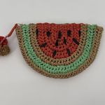 Loft  Watermelon Paper Straw Wicker Summer Fruit Pouch Bag Travel Photo 0