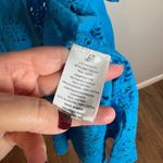 Anthropologie  dRA bright blue eyelet embroidered long button down dress Photo 3