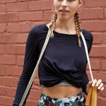 Free People Free‎ People Movement Undertow Long Sleeve Crossover Twist Front T-shirt Small Photo 0