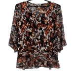 Roz & Ali  Chiffon Peplum Womens Top Sz 1X Boho Sheer Bell Sleeve Fall Lagenlook Photo 0