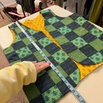 Handmade Cotton Arch Green Square Patchwork Open Style Vest Top Size Medium Blue Photo 6