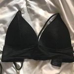H&M Black Ribbed Triangle Bikini Top Photo 0