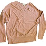 BKE Top SZ XL Peach Distressed Long Sleeve Boho Chic Lagenlook Minimalist Casual Pink Photo 0