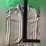 A Byer A. Byers Women’s 3/4 Sleeve Button Down Tie Striped Blouse Size L Photo 3