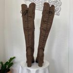Top Moda NEW Zola Brown Faux Suede Platform Lace Up Over The Knee Boots US 7 Photo 1