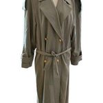 Women's Vintage Green Trench Coat M Long Belted Formal Size 10 Photo 0