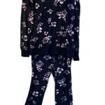 Vera Wang Simply Vera Fleece Pajama Set Jogger Pants Shirt Dark Floral Size XL Photo 0