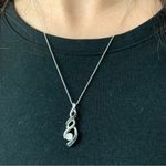 925 Sterling Silver Blue And White Diamond Infinity Knot Pendant 19” Necklace Photo 10