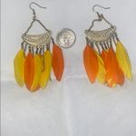 Orange and Yellow Feather Earrings Photo 1