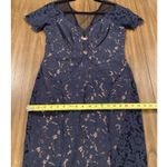 Rene Ruiz illusion Lace Mesh Evening sheath Knee short sleeve Dress Navy Blue 8 Photo 8