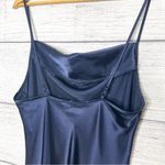 Bebe Navy Blue Satin Cowl Neck Midi Slip Dress Size Large Photo 5