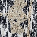 ZARA Boho Tunic Top Dress S Black Cream Ikat Print Crochet Embroidered V Neck Photo 2