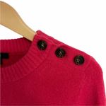 J.Crew  Alpaca Merino Wool Sweater Hot Pink Button Detail Crewneck Size XSmall Photo 3