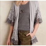 Sunday in Brooklyn Gray Cardigan Linen Crochet Floral Whimsical Fairycore Sz S Photo 0