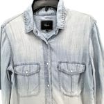 Rails Shirt Womens XS Blue Light Wash Ombre Tencel Denim Snap Front Lightweight Photo 2