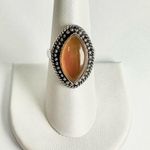 CARNELIAN Genuine Stone Sterling Silver Plated Ring Orange Photo 0