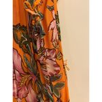 Farm Rio  Adonis Pintucked Blouse No Tie Orange Pink Floral Flutter Sleeve GUC S Photo 6
