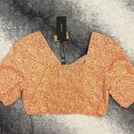 VERO MODA NWT Henna Short Sleeve V-neck Cropped Top Coral Mini Flower Size XS Photo 1