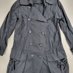 JNBY Womens Pea Coat Medium Black Double Breasted Drawstring Waist Longline Photo 4