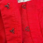 Target Merona Red Collarless Linen Cropped Balzer Jacket w/ 3/4 Sleeves Hook Closure XS Photo 6