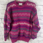 Jantzen Vintage Y2K 80s 90s Retro NordicPullover Pink Hearts Sweater Size Medium Photo 0