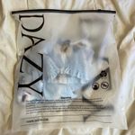 SheIn Blue Floral Chiffon Long Sleeve Ruffle Sleeve Top Size Medium Photo 8