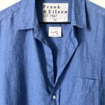 Frank & Eileen Eileen Relaxed Button-Up Italian Classic Linen Shirt Blue Size L Photo 1