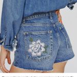 Reformation NWT  Jean Shorts Cutoffs High Rise Raw Hem Embroidered Flowers 29 Photo 2