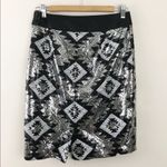 The Limited  Black Silver metallic Y2K sequin Aztec Western High Waist Pencil Skirt 2 Photo 6