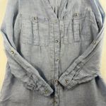 J Jill Love Linen S Small Shirt Button Front Roll Tab Sleeve V Photo 3