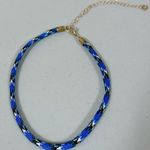 Blue Y2K Tribal Print Fabric Choker Necklace Jewelry 💙🖤 Photo 0