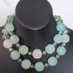 Vintage Necklace Light Green & Light Blue Tones Chunky Statement Photo 2