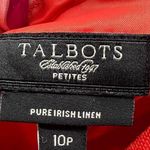 Talbots Dark Orange Irish Linen Back Button Pleated Sleeveless Shift Dress 10P Photo 7