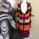 H&M  Long Cardigan XS NWT Wool Striped Belted Tunic Colorful Striped Cozy Warm Photo 2