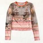 Alice + Olivia DELAINA MESH TOP VERSAILLES BUTTERFLY PRINT Size XS NWOT Photo 4