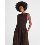 Madewell  The Melody Smocked Midi Dress Cotton Molasses Brown A Line Small NWT Photo 1