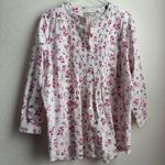 Woman Within  Floral Button Down White Blouse 22/24 Photo 0
