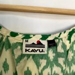 KAVU green yellow short sleeved summer blouse women's size medium crossover back Photo 2