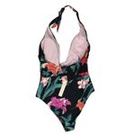 Nanette Lepore  Poppy One Piece Swimsuit Black Floral Halter Size 12 Photo 2