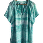 kim rogers  Size 2XL Teal and White Paisley Blouse Photo 0
