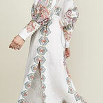 Chic White Paisley Long Sleeve Dress ( not Belt) Photo 1