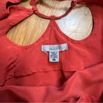Ecote  100% Silk Boho Indie Twee Top Blouse Women’s M Laceup Back Red Cottagecore Photo 2