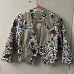 Elevenses Anthropologie  Color Block Floral Cropped Open Front Jacket 0 Dopamine Photo 2