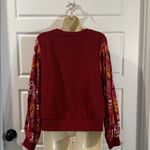 Anthropologie  Porridge Floral Puff Sleeve Textured Top Burgundy MEDIUM Photo 4