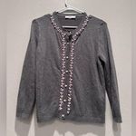 ZARA  Gray Pearl Embellished Cardigan Sweater Size Small Photo 0