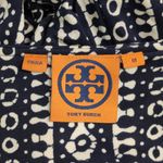 Tory Burch Ivette Wrap Dress Navy Blue White Geometric Tie Waist Cap Sleeve M Photo 7