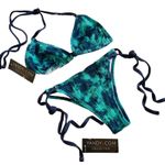 Yandy Two Piece Teal & Blue Tie Dye Bikini Set Adjustable Medium NEW WITH TAGS Photo 11