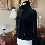 Jones New York  Signature Petite Sweater Black Velour Button Down Front Womens PM Photo 15